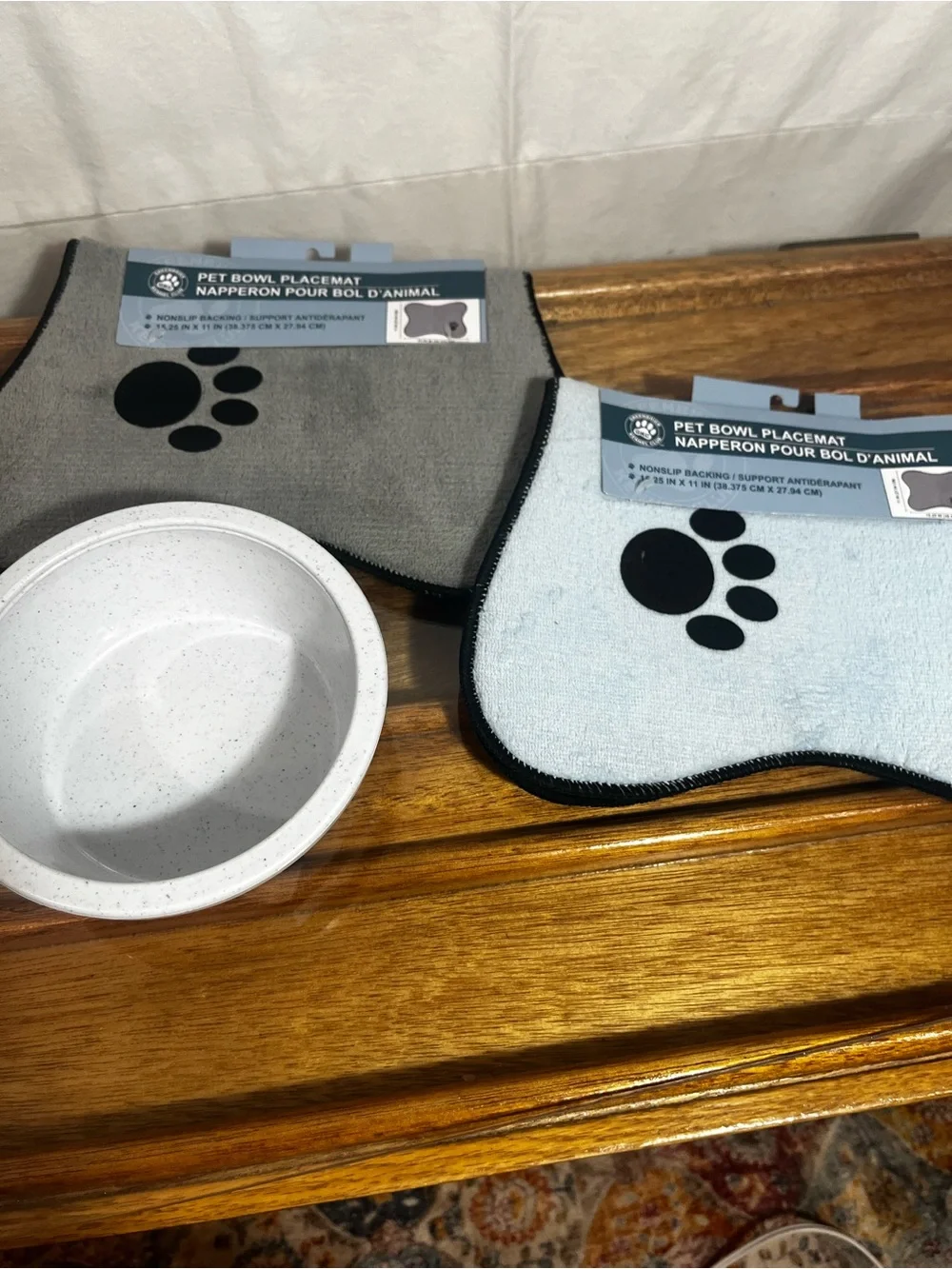 Pet Bowl + Placemat Pair with Paw Print